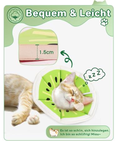 Supet Halskrause Adjustable Cat Collar - Post-Surgery Recovery Cone | Kiwi Color (S: 14-23cm) - Buy Online on GoSupps.com