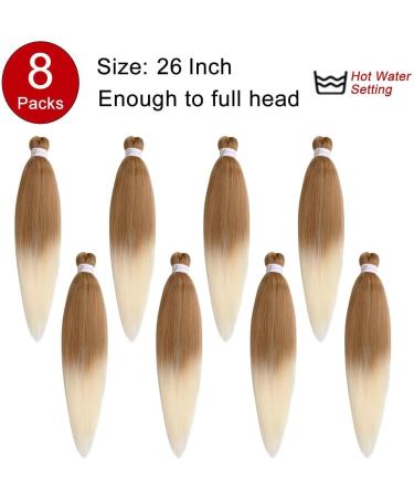 Xtrend 8 packs Ombre Blonde Braiding Hair Pre Stretched Ez Braiding Hair Soft Yaki Texture Synthetic Braiding Hair for Box Braids Hair Not Itchy Hot Water Setting Braids Hair 27613# 30 Inch (Pack of 8) 27613# - Buy Online on GoSupps.com