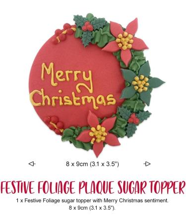 Anniversary House Festive Folliage Plaque Cake Topper Christmas Cake Decorations Edible Cake Decorations Handcrafted Cake Toppers Edible Fondant SFX360 - Buy Online on GoSupps.com