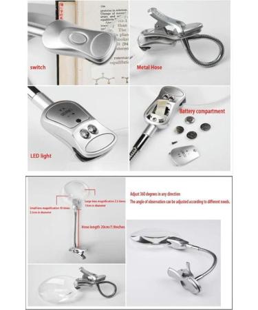 Portable Magnifier 2.5X 10X Desktop Hands Free Reading Magnifier with 2 LED Lamp and Metal Clamp for Read Hobby Crafts Model Building Soldering Full of Stars - Buy Online on GoSupps.com