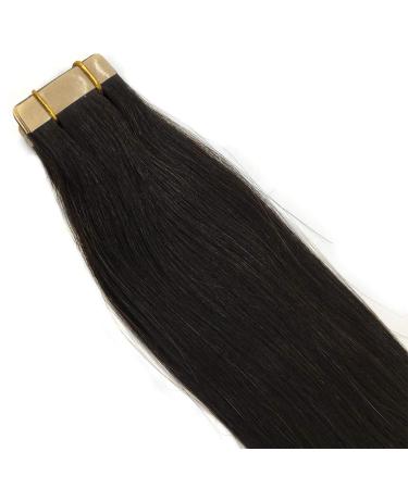 GOO GOO Natural Black Tape in Human Hair Extensions 20pcs 50g 20inch #1b - Seamless Straight Real Human Hair Extensions - Pack of 1 - Buy Online on GoSupps.com