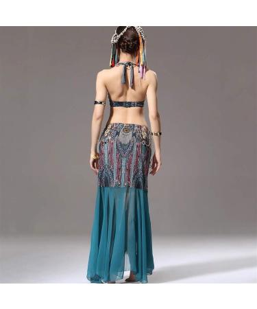 Belly Dance Practice Costume Set - Medium Green Skirt and Tribal Top - Buy Online on GoSupps.com