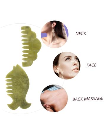 Plafope Jade Comb Set - 2 Portable Jade Hairbrushes & Gua Sha Tools for Scalp & Facial Massage | Perfect Skin Care & Relaxation - Buy Online on GoSupps.com