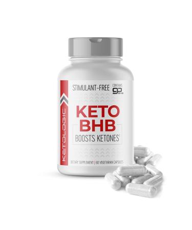 KetoLogic BHB Keto Diet Pills + Exogenous Ketones + Patented goBHB for Max Effectiveness - Vegan Supplement for Women & Men - Amplify Ketosis to Utilize Fat for Energy - 30 Day Supply BHB Capsules