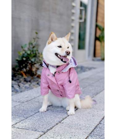 Ellie Dog Wear Pink Zip Up Raincoat with Reflective Buttons, Pockets, and Adjustable Drawstring - Water Resistant and Stylish Dog Raincoat in Size S to XXL - Buy Online on GoSupps.com