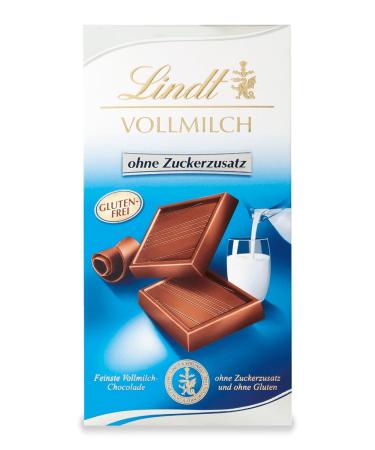 Lindt chocolate whole milk with no added sugar | 100 g bar | Finest and gluten free | Chocolate gift - Buy Online on GoSupps.com