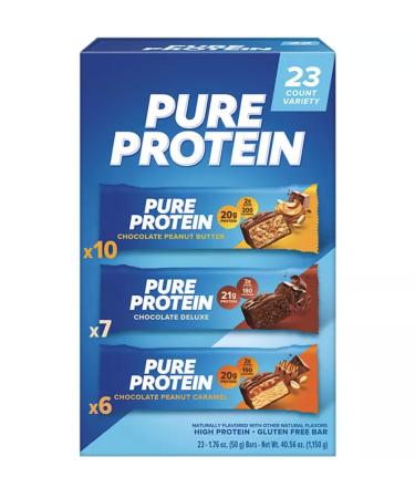 Pure Protein Bars Nutrient Rich Snacks with High Protein for Energy Support Minimal Sugar Gluten-Free Variety Pack (In NEYUM Packaging) (23 Pack)