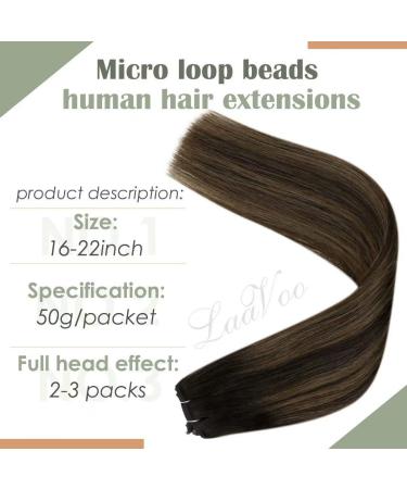 LAAVOO EZ WEFT Real Hair Extensions - Brown Balayage Ombre 50cm Remy Human Hair Smooth Microbeads #2/8/2 - Buy Online on GoSupps.com