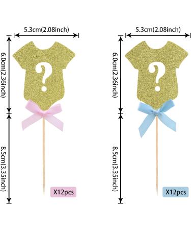 UXYOKM 24Pcs Gender Reveal Cupcake Topper with Blue Pink Bow Boy or Girl Cupcake Picks Gold Glitter Baby Shower Birthday Party Cake Decorations Supplies - Buy Online on GoSupps.com