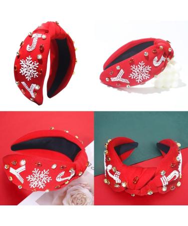 Bottone Knot Wide Brim Christmas Headband/Green Color Beads Embellished Yoga Sports Christmas Headband for Woman - Buy Online on GoSupps.com