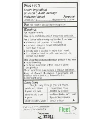 Fleet Laxative Liquid Glycerin Suppositories | 4 Count x 7.5 oz | Pack of 12 | Fast Constipation Relief - Buy Online on GoSupps.com
