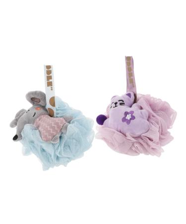 Hemoton 2pcs Cartoon Bath Ball Exfoliating Loofah Body Scrubber Bath Scrubber Kids Bath Kid Gloves Loofah Bath Sponge Shower Loofahs Balls Face Cute or Miss Bath Flower