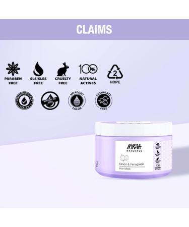Nykaa Naturals Hair Mask | Deep Conditioner for Dry Damaged Hair | Onion & Fenugreek | 6.76 oz - Suitable for All Hair Types | International Shipping - Buy Online on GoSupps.com