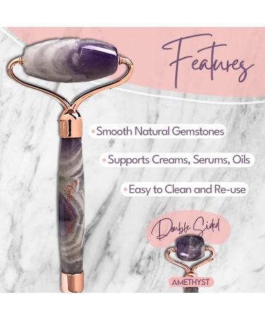 Buy Celestial Silk Amethyst Face Roller - Premium Anti-Aging Facial Massager | Genuine Natural Amethyst Gemstone for Skin Care - International Shipping Available - Buy Online on GoSupps.com