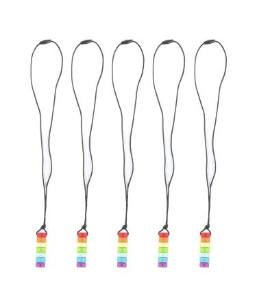 Colorful Non-Toxic Silicone Baby Bite Ring Necklace - 5 Pieces Finger Slides Sensory Chewing for Newborns - High-Temperature Resistant & Soft - Buy Online on GoSupps.com