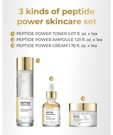 BOM Cosmetics A Set of Peptide Power Skincare with 3 Kinds of Items (Toner Ampoule Cream) 24K Gold & Pentapeptide for Skin Collagen Boost Smoothness and Long-Lasting Moisture Korean Skincare - Buy Online on GoSupps.com