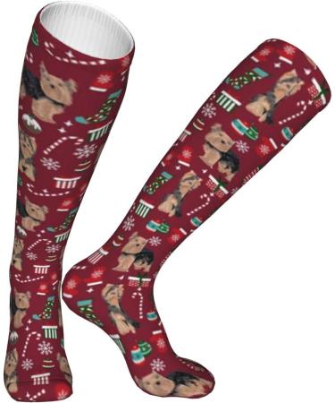 Yorkie Christmas Compression Socks for Men & Women | 15-20 mmHg Circulation Support for Running & Cycling - Buy Online on GoSupps.com