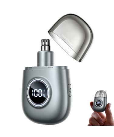 Portable Nose Hair Trimmer for Men Women Rechargeable with LED Display Nose Hair Removal 10 000 RPM Motor & Dual-Edge Blades Replacement Cutterhead Included Gray