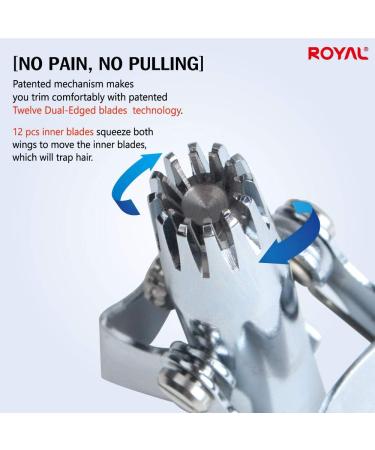 ROYAL Made in Korea Nose Hair Trimmer for Men Battery-Free Waterproof Pain-Free 12 Dual-Edged Blades Perfect Gift ET-4 Black Strip - Chrome - Buy Online on GoSupps.com