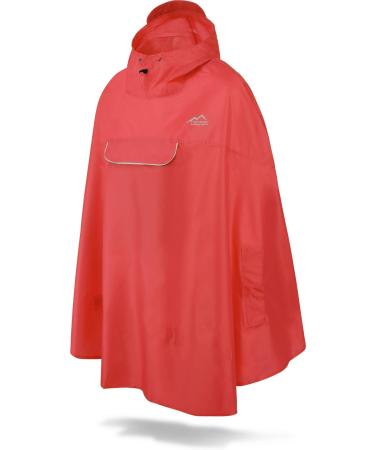 normani Unisex Rain Poncho - Wind and Waterproof with Bum Bag 3M Reflectors and Side Pockets XXL-3XL Red