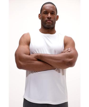 DEVOPS Men's Relaxed-Fit Workout Gym Tank Top - X-Large, White - Sleeveless Design - Buy Online on GoSupps.com