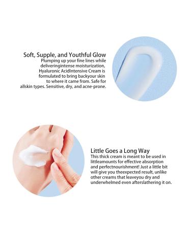 Hyaluronic Acid Face Cream | Fast Absorption Anti-Wrinkle Hydrating & Firming | Long-Lasting Moisturizer for Smooth Elastic Skin - Buy Online on GoSupps.com