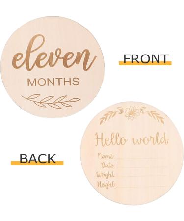 TOYANDONA Wooden Baby Milestone Photo Props Set - 14 Double Sided Cards - Light Wood 10X10X0.3cm - Buy Online on GoSupps.com