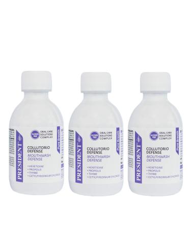 President Set with 3 defense cleaners with antimicrobial effects anti-plaque and soothing.Ideal for people with bad breath and for care for chlorhexidine treatments 3 x 200 ml