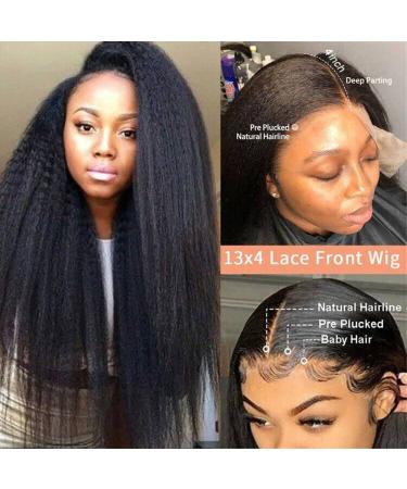 Alidiamond 18 Inch Kinky Straight Human Hair Wig | PrePlucked 13x4 Brazilian Remy | 180% Density Yaki Straight Wig for Women - Buy Online on GoSupps.com