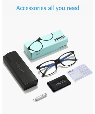 ANRRI Blue Light Blocking Glasses - Lightweight Anti Eyestrain Eyeglasses for Men & Women in Black & Grey Frame - Buy Online on GoSupps.com