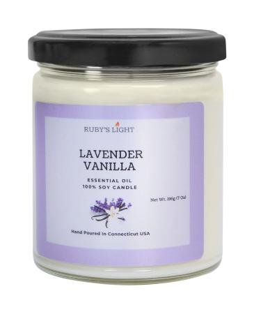 Essential Oil Candle | Aromatherapy for The Home | 9 Oz Glass Jar | All-Natural Soy Candles | Cotton Wick | High Scent | 40 Hours Burn Time | Gift for Women & Men (Lavender Vanilla)