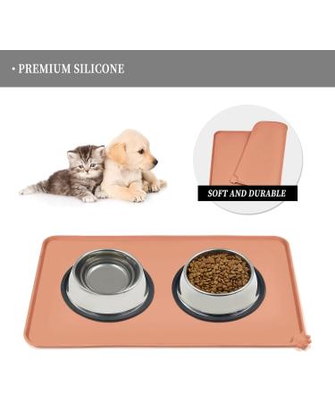 Reopet Silicone Pet Feed Mats - Waterproof Dog & Cat Feeding Mats with Elevated Edges - Light Salmon 53x37 cm (1-Pack) - Buy Online on GoSupps.com