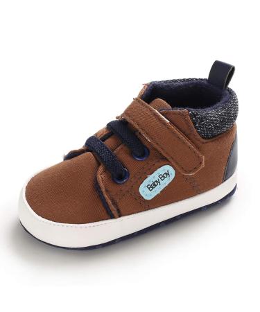 MASOCIO Baby Boy First Walking Shoes Infant Toddler Trainer Soft Sole Anti-Slip Prewalker 6-12 Months Brown
