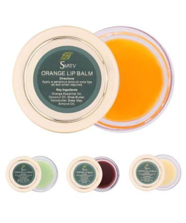 SVATV Herbal Salve Lip Balm Set - 4 Flavors (Coffee Green Apple Orange Chocolate) | 15g Each | Made in India | International Shipping Available - Buy Online on GoSupps.com