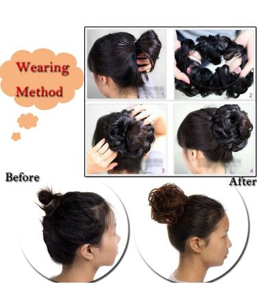 Messy Updo Hairpiece Scrunchy Scrunchie Hair Bun Extension Light Auburn & Dark Brown Curly Hair Ribbon Ponytail Extensin Donut Hair Chignons Normal Light Auburn & Dark Brown - Buy Online on GoSupps.com