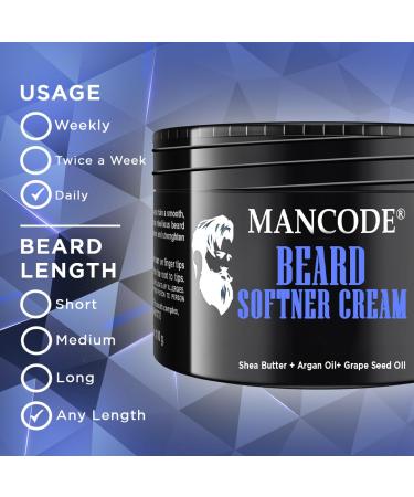 Softener Cream for Mustache & Beard - Long Lasting Moisturization | Argan Almond Walnut Oil & Shea Butter | Paraben & Sulfate Free | 100g - Buy Online on GoSupps.com