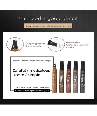Waterproof Four-Pronged Eyebrow Pencil - Easy-to-Apply Dark Brown Liquid Eyebrow Pencil - Buy Online on GoSupps.com