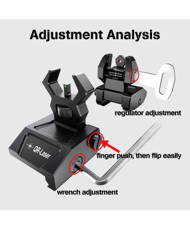 Premium QR-Laser Tactical Flip Up Iron Sights Set for Rifle | Low Profile Front Rear Red Dot | Picatinny & Weaver Rail Compatible - Buy Online on GoSupps.com