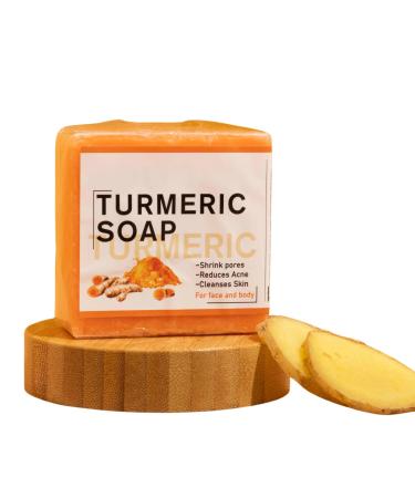 Turmeric Soap Turmeric Brightening Soap Turmeric Soap Bar For Face & Body Natural Soap For Moisturizing Shrinking Pores Cleaning Skin Acne Soap Ginger Extract Soap With Coconut Oil 100G