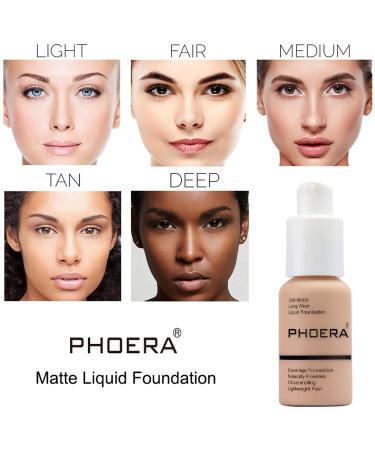 PHOERA Air Cushion CC Cream Natural Foundation Kit with Concealer, Primer, Powder, and Kabuki Brushes - 102 Nude + 02 Natural CC - Buy Online on GoSupps.com