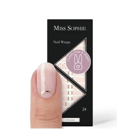 Miss Sophie Nail Wraps - 24 Ultra-Thin-self-Adhesive Long-Lasting Nail Wraps Oh My Gold! 24