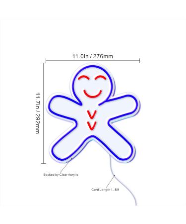 ST16s33-fnu0150-rb Gingerbread Man LED Neon Sign - Dual Color Red & Blue Silicone Perfect Holiday Decor - International Shipping Available - Buy Online on GoSupps.com