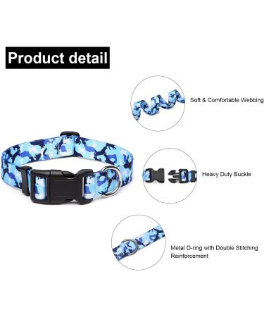 Suredoo Adjustable Dog Collar - Soft & Comfortable Nylon for Small Medium Large Dogs & Puppies (L Camo Blue) - Fits Neck 38-63 cm Width 2.5 cm - Buy Online on GoSupps.com