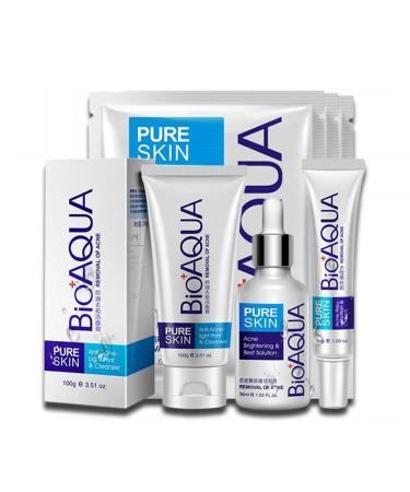 BIOAQUA 4in1 Face Acne Treatment Scar Removal Spots Pimples Oil Cream Face Masks Scar Blemish Marks Moisturizing Oil 100g+30g+30ml+4pcs X30g