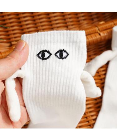 Cute Magnetic Suction 3D Doll Couple Socks - Novelty Gift for Couples | White - Buy Online on GoSupps.com