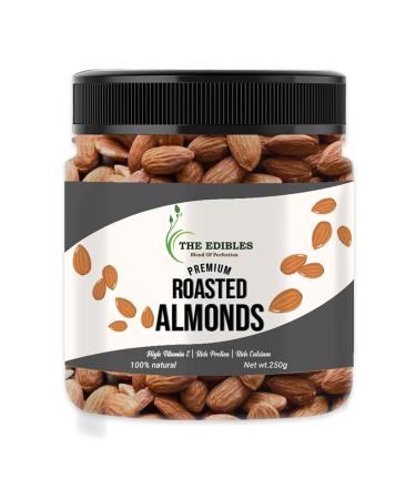 THE EDIBLES Roasted California Almonds 250 gm | Lightly Salted Crunchy Dry Roasted Zero Oil Non Fried_Packing May Vary
