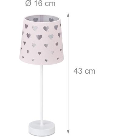  Buy Relaxdays Children s Bedside Lamp - Pink-White Hearts Fabric Lampshade | Perfect for Baby & Child | HxD: 43 x 16 cm - International Shipping Available  - Buy Online on GoSupps.com