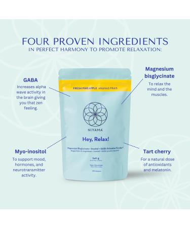 100% Vegan Sleep Support Drink Mix NIYAMA Hey Relax|Magnesium Bisglycinate Powder | Calms Muscles Promotes Better Sleep | Stress Relief | Paleo Keto Friendly | Fresh Pineapple (48 servings) - Buy Online on GoSupps.com