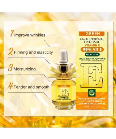 Green Professional Skincare Vitamin E Facial Serum 99% Vit E with Hyaluronic Acid Anti-Aging Freckle Removing 40ml - Buy Online on GoSupps.com