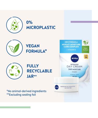 NIVEA Refreshing Day Cream (50ml) Day Cream for Women Provides 24 Hour Moisture NIVEA Face Cream Enriched with Vitamin E and SPF 30 for Normal Skin 1 g (Pack of 1) Refreshing day cream SPF30 - Buy Online on GoSupps.com